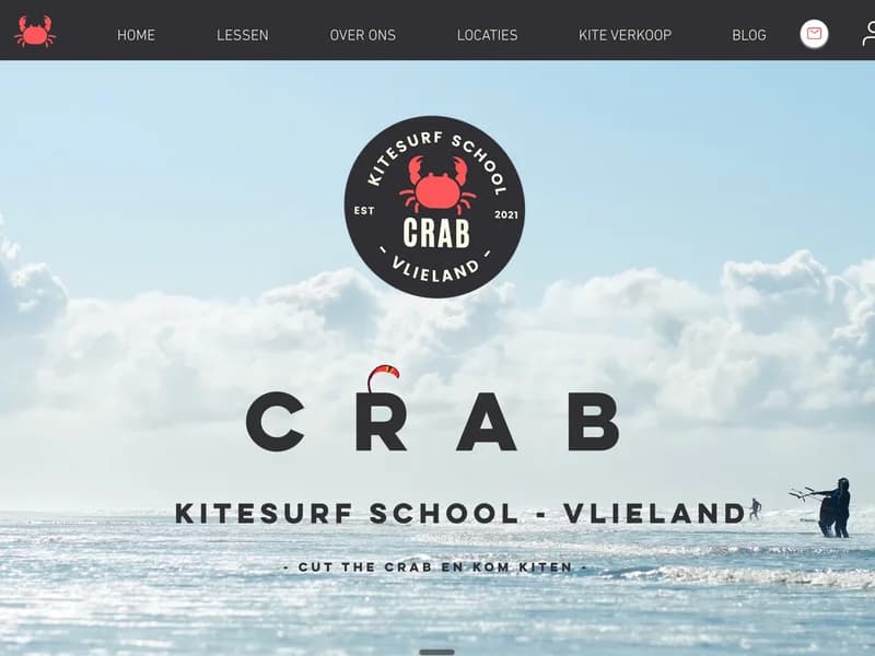 Website van CRAB Kitesurfschool Vlieland met boekingssysteem